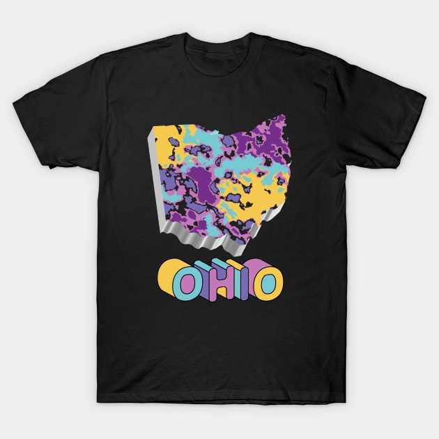 Ohio State Map Abstract Art T-Shirt by Designoholic